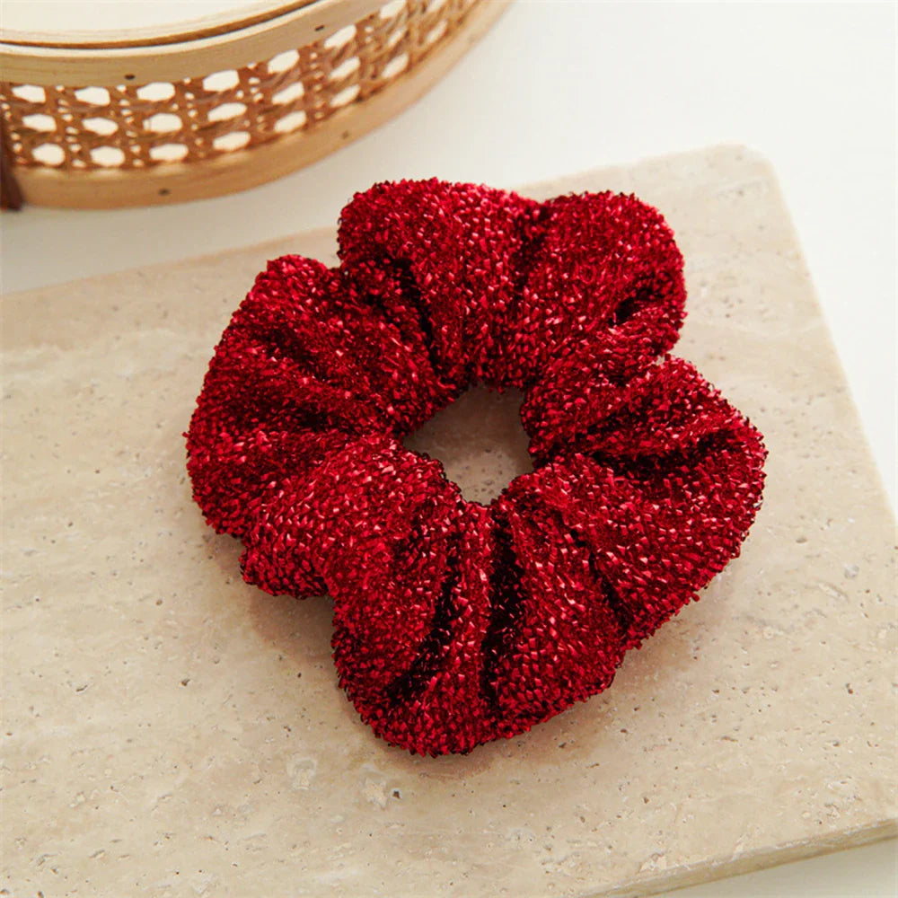 sengpan Ponytail Ribbon Hair Tie Santa Claus Elastic Hair Band Christmas Style Plaid Scrunchies Simple Fashion DIY Hair Accessories