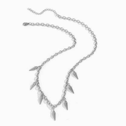 Lianfudai Punk Stainless Steel Chains with Cone Pendants Necklace for Men/Women Hip Hop Short Choker Necklaces Collar 2024 Fashion Jewelry