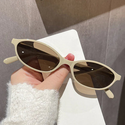 Lianfudai Sexy Small Oval Women's Sunglasses 2024 New Fashion Black Brown Sun Glasses Ladies Shades Trends Summer Unique Eyewear Men