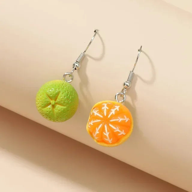 sengpan Fruit Drop Dangle Earrings for Teenagers Funny Orange Ear Rings Jewelry Gift for Women, Stainless Steel Plant Design