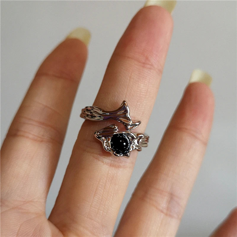 sengpan Vintage Goth Thorny Rose Couple Rings For Men Women Charm Irregularity Opening Stainless Steel Punk Finger Ring Jewelry Y2k Gift