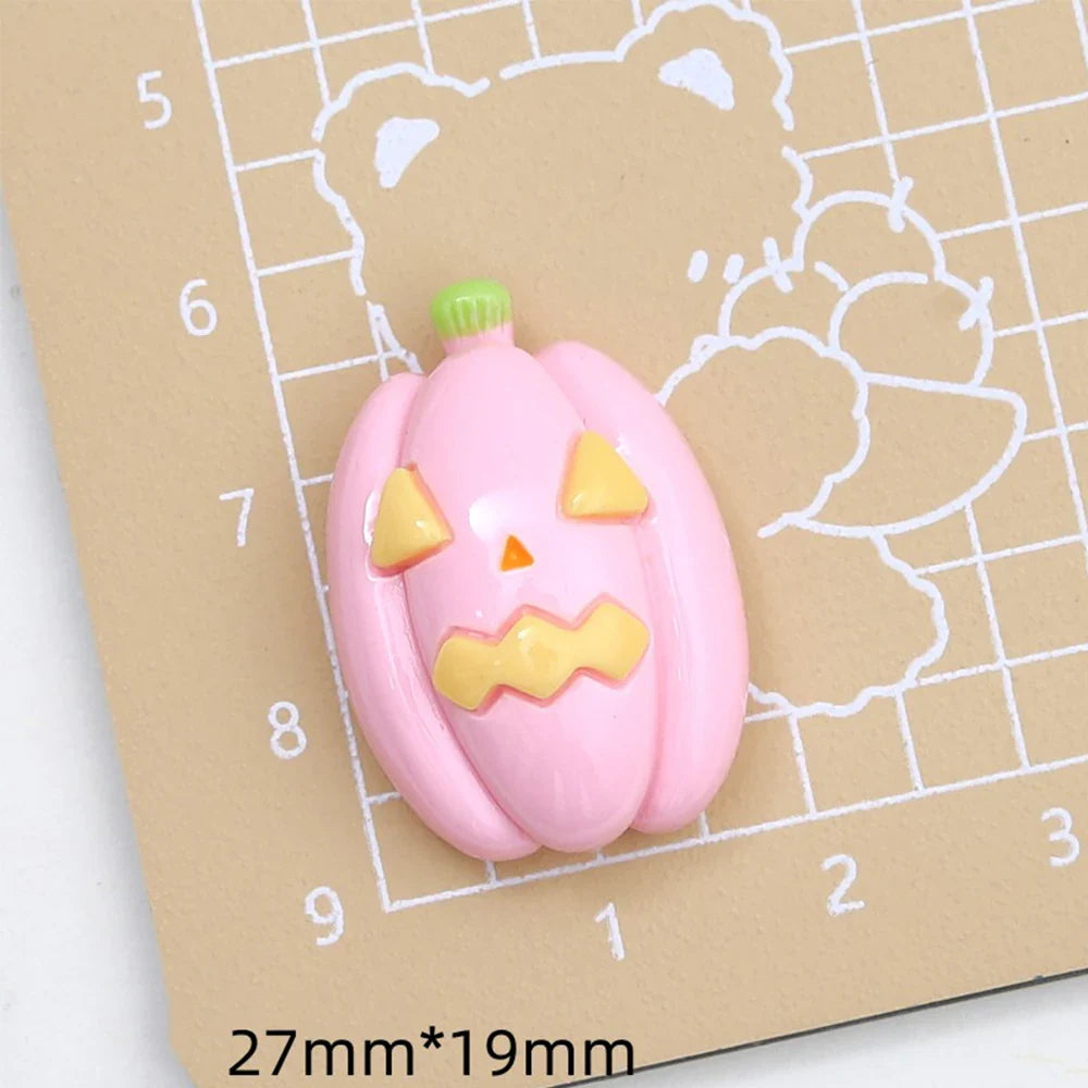 Lianfudai 10PCS Shiny 2024 Cartoon Halloween Resin Flatback Cabochons For Hairpin Scrapbooking DIY Jewelry Craft Decoration Accessories