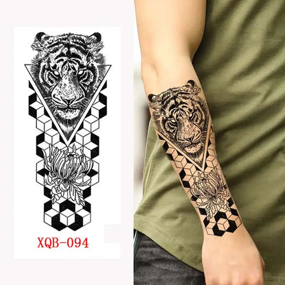 sengpan Black Forest Animal Temporary Tattoos for Men Wolf Tattoo Stickers Tiger Skull Skeleton Fake Tattoo for Women Arm Sleave