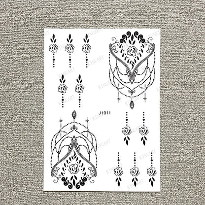 sengpan Black Henna Tattoo Stickers for Hands Temporary Tattoos Body Lace Tatoo Temporari Waterproof Fake Tattoo for Women Hena Tatoo