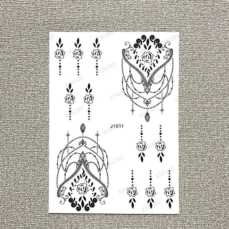 sengpan Black Henna Tattoo Stickers for Hands Temporary Tattoos Body Lace Tatoo Temporari Waterproof Fake Tattoo for Women Hena Tatoo