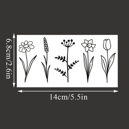 sengpan Waterproof Temporary Tattoo Stickers Black Flower Plant Small Size Tatto Flash Tatoo Fake Tattoos for Men Women Body Art