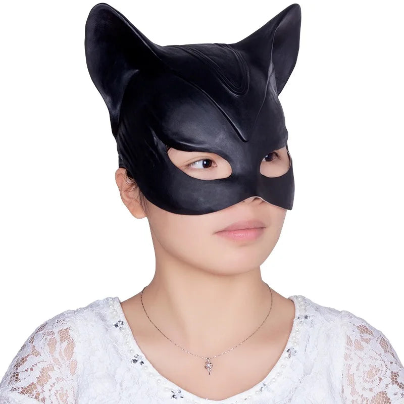 sengpan Sexy Cat Woman Selina Kyle Latex Mask Superhero Movie Cosplay Costume Halloween Party Masks