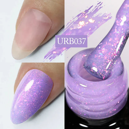 sengpan SUGAR Aurora Rubber Gel Nail Iridescent Pearl Effect Metallic Mirror Nails Manicure Soak Off UV LED No Wipe Top Coat Base Gel