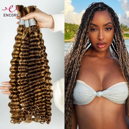 sengpan 28Inch Deep Wave 100% Virgin Human Hair Bulk for Boho Braided Extensions No Weft Human Hair Bundles for Braiding