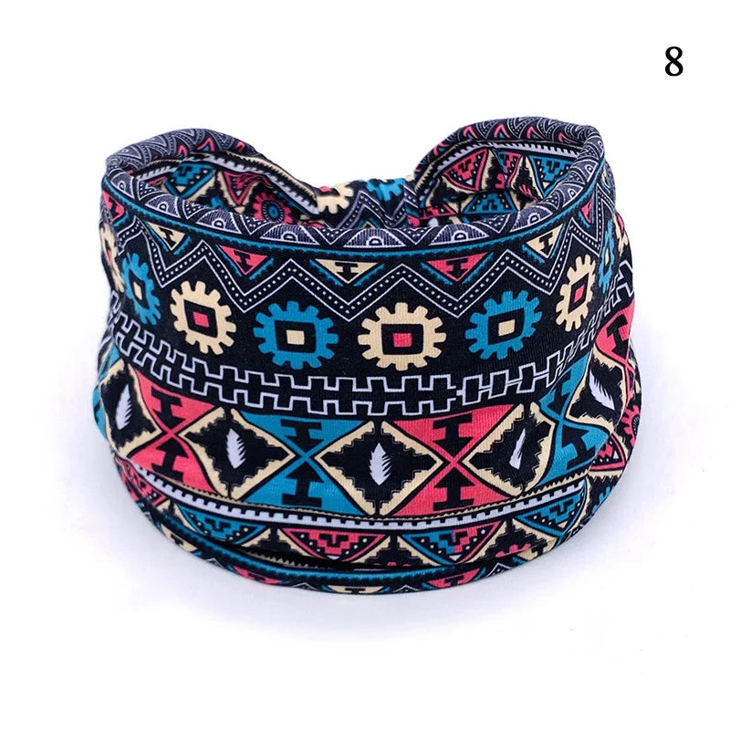 sengpan Boho Knot Turbans Yoga Elastic Head Wrap Women Headband Wide Hairbands Headwear Floral Bandanas Fashion Hair Band Accessories