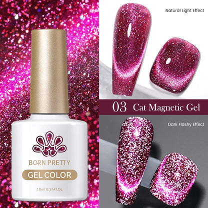 sengpan Super Holos Cat Magnetic Nail Gel Polish for Nails 10ml Soak Off Holographics Laser Gel Polish Auroras Glimmer Nails