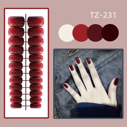 sengpan 24Pcs/Set Long Round Head Bright Solid Color Press On Acrylic Nail Art Fake Nails Finished Wearing Manicure Reusable False Nails