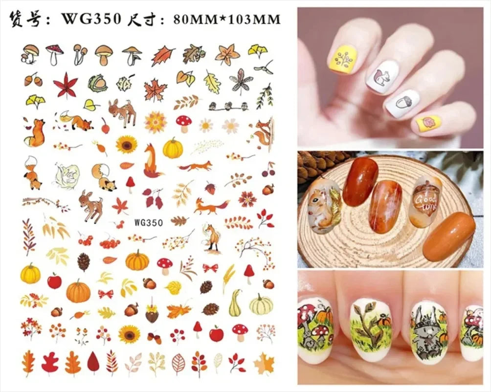 sengpan Simple Flowers 3D Nail Stickers Spring Summer Blossom Floral Tulip Fruit Nail Art Decals Adhesive Sliders Manicure Decorations