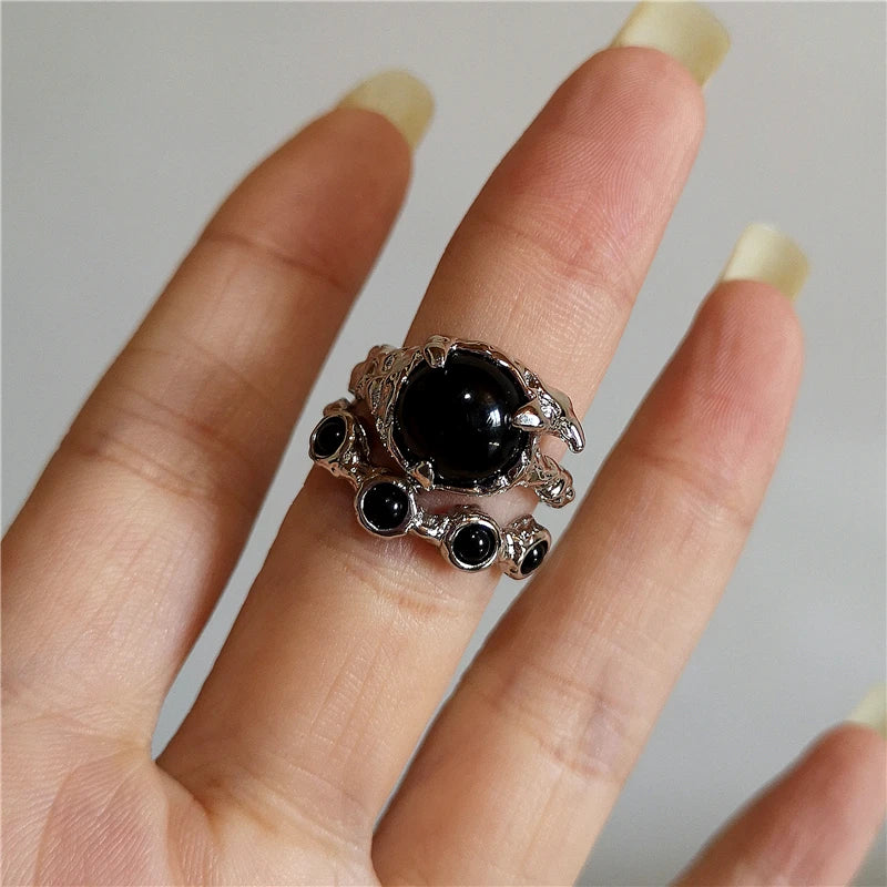 sengpan Vintage Goth Thorny Rose Couple Rings For Men Women Charm Irregularity Opening Stainless Steel Punk Finger Ring Jewelry Y2k Gift