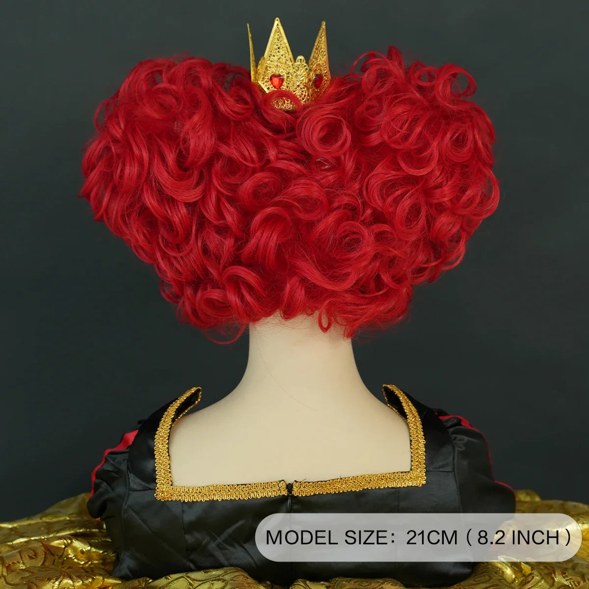 Lianfudai  WIGS New Royal Red Queen Wig Light Red Short Curly Hair Synthetic Heart Cosplay Wigs Halloween Costume Party Wig