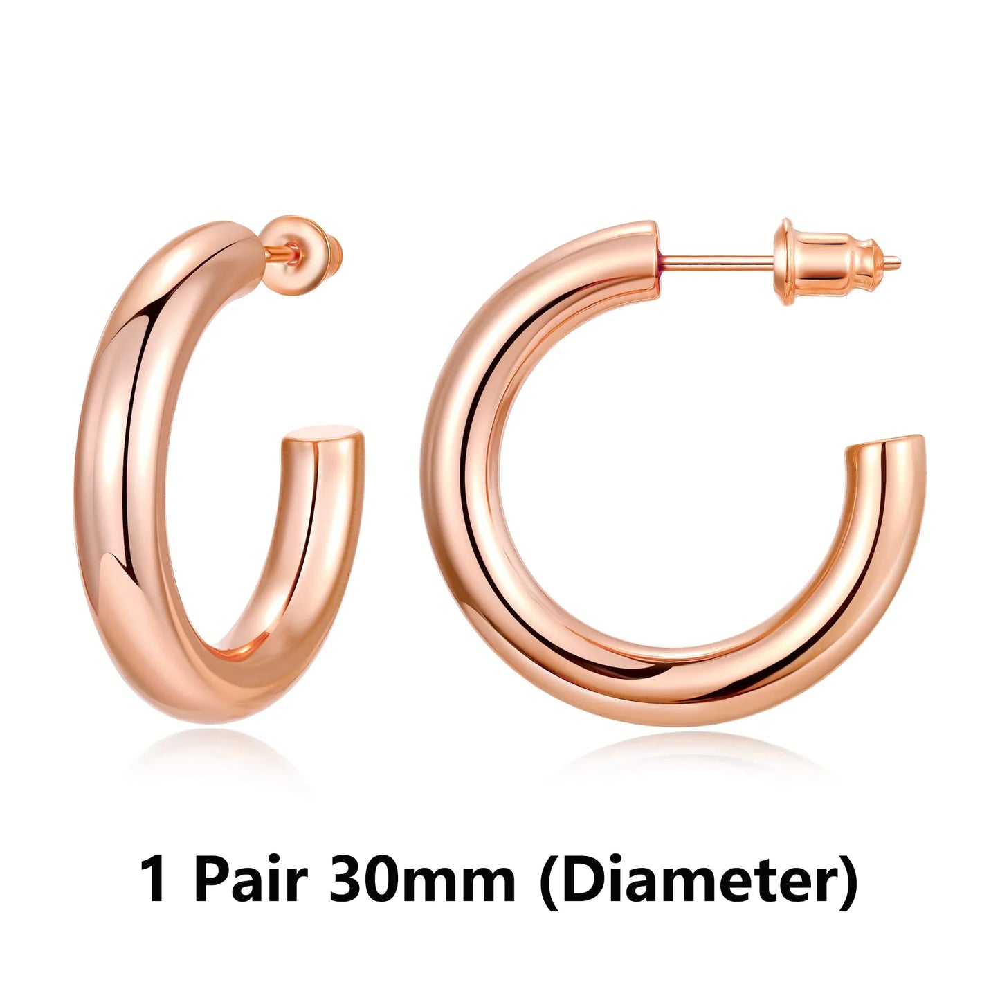 Lianfudai Earrings for Women 14K Real Gold Plated Copper Hoop With 925 Sterling Silver Post New Cute Modern Jewelry For Women