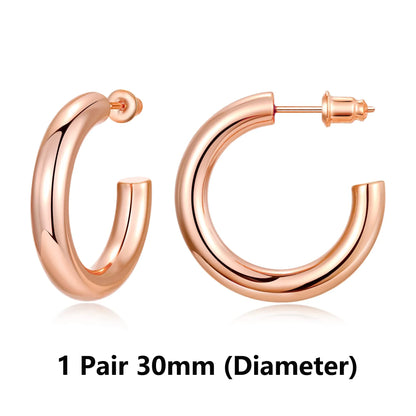 sengpan Earrings for Women 14K Real Gold Plated Copper Hoop With 925 Sterling Silver Post New Cute Modern Jewelry For Women