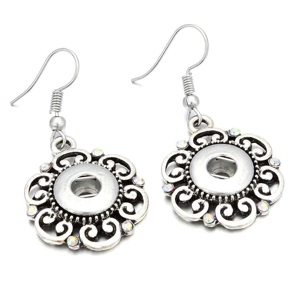 Lianfudai New 12mm Snap Jewelry Earring Metal 12mm Snap Button Earrings Eardrop Mini Snap Earring Charm Buttons