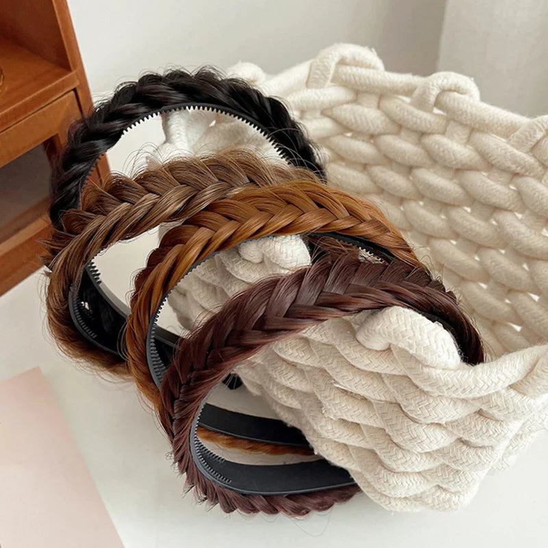 sengpan New Korea Fishbone Braid Wig Twist Braid Headband For Women Fashion Hair Band Hairpin Headdress Bridal Hair Accessories