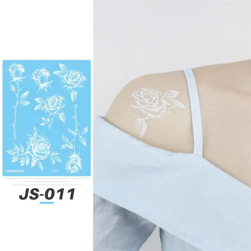 sengpan White Lace Henna Tattoo Butterfly Feather Fake Temporary Tattoos Women Summer Style Henna Design Stickers Body Art Party Wedding