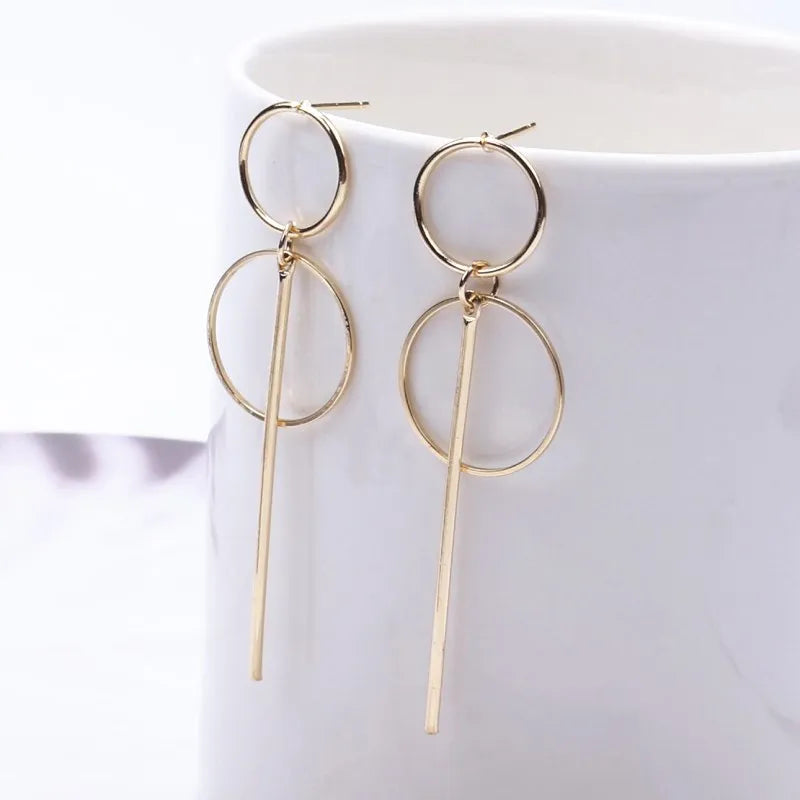 sengpan Hiphop Exaggerated Irregular Metal Dangle Earrings Spiral Twist Knot Geometry Round Smooth Rock Ear Brincos Jewelry Gift