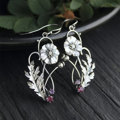 sengpan New Lotus Silver Color Earrings Elf Jewelry Fashion Floral Design Ladies Pendant Earrings Gift