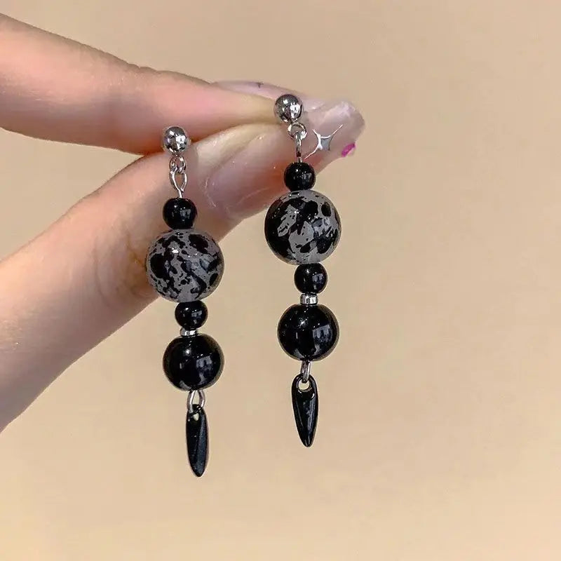 sengpan New Chinese Style Imitation Jade Pendant Earrings Chinese Water Droplet Tassel Earrings Simple and Unique Hanfu Jewelry Earrings