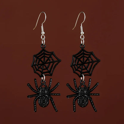 sengpan Punk Street Handsome Personality Alternative Black Spider Earstuds Exaggerate Halloween Funny Earstuds Bar Party Accessories