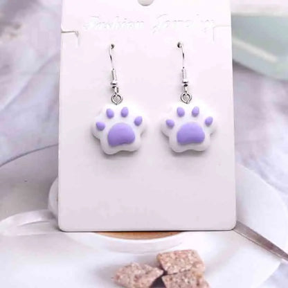 sengpan 20*22mm  Earring For Women 3D Simulation Resin Handmade Mini Cartoon Cat Paw Drop Earrings Funny Gift