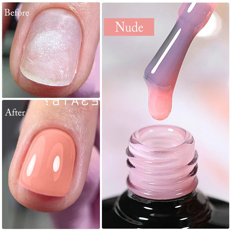 sengpan SUGAR Aurora Rubber Gel Nail Iridescent Pearl Effect Metallic Mirror Nails Manicure Soak Off UV LED No Wipe Top Coat Base Gel