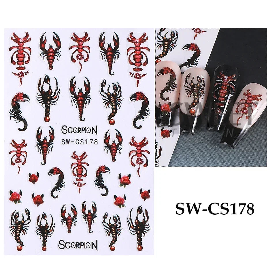 sengpan 3D Halloween Nail Stickers Cartoon Mummy Bandages Ghost Eyes Pumpkin Spider Web Blood Drops DIY Winter Matte Nail Art Decoration