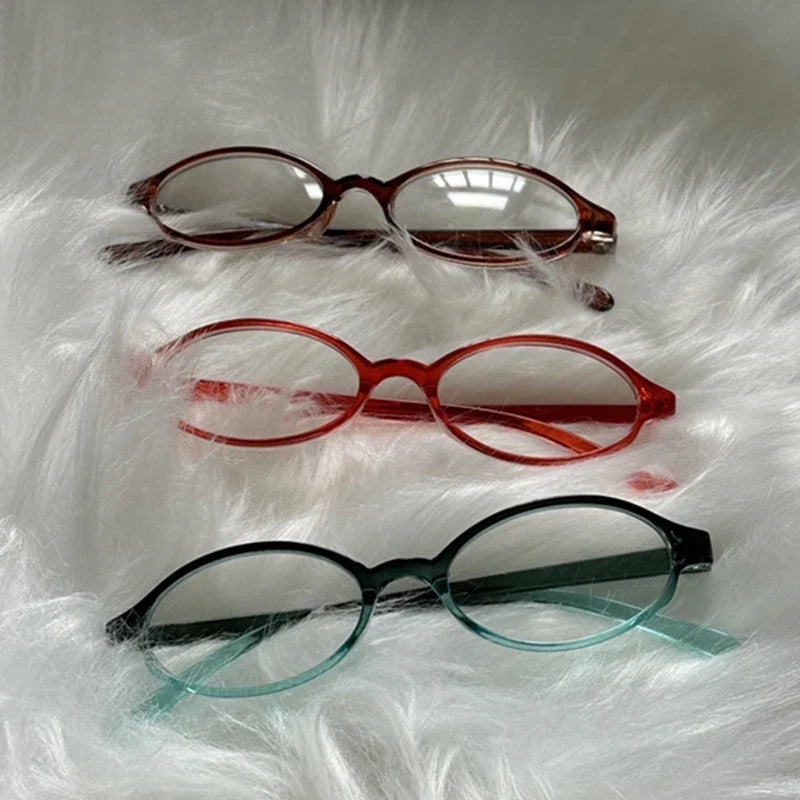 sengpan 1/3pcs Red Green Oval Frame Glasses Women Girls Y2K Retro Anti Blue Light Eyewear Glass Computer Reading Eyeglasses Decorative