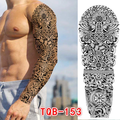 sengpan Large Arm Tattoo Sticker Full Sleeve Temporary Tattoos for Men Fish Wolf Tiger Tattoo Fake Tatoo for Women Waterproof Body Art