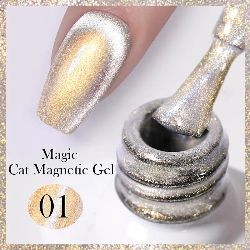 sengpan Super Holos Cat Magnetic Nail Gel Polish for Nails 10ml Soak Off Holographics Laser Gel Polish Auroras Glimmer Nails