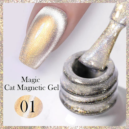 sengpan 10ml Double Light Reflective Glass Cat Magnetic Gel Sparkling Rainbow Color Gel Nail Polish Varnis Semi Permanent