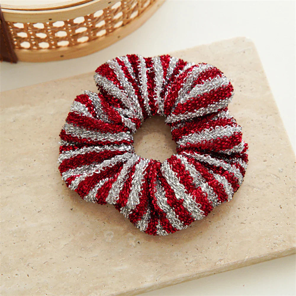 sengpan Ponytail Ribbon Hair Tie Santa Claus Elastic Hair Band Christmas Style Plaid Scrunchies Simple Fashion DIY Hair Accessories