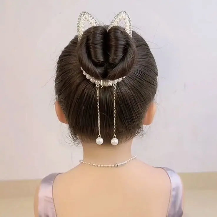 sengpan New Women Elegant Luxury Rhinestone Tassel Ponytail Hair Claws Lady Sweet Meatball Hair Clips Headband Fashion Hair Accessories