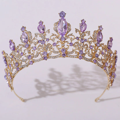 sengpan Baroque Wedding Hair Tiara Crystal Bridal Tiara Crown Queen Diadem Tiaras Wedding Hair Accessories Headpieces Head Jewelry