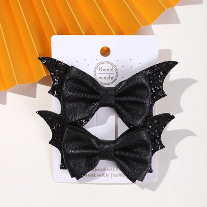 sengpan 2pcs Halloween Barrettes Bat Wing Bow Hair Clips Girls Bangs Clips Theme Party Performance Headdress Barrettes Cosplay Headwear