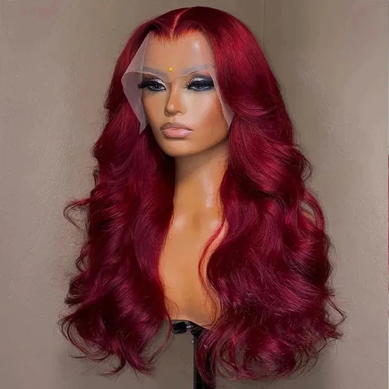 sengpan Burgundy 99J Body Wave 13x6 Hd Lace Frontal Human Hair Wig Transparent Lace Front Wigs For Women Brazilian Red Colored Remy Wig