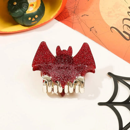 sengpan 8cm Halloween Bat Lady Hair Clip Festive Personality Funny Back of Head Hair Clip Shark Clip Cute Fashion Hair Accessory