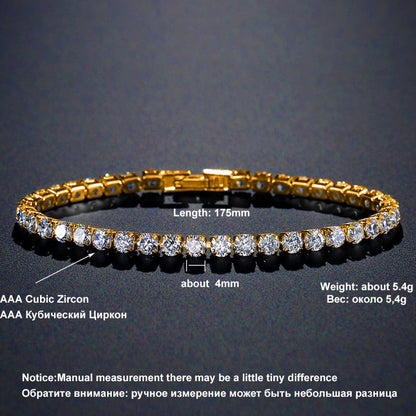 sengpan Tennis Bracelets for Women Shining Gold Color Single Layer CZ Charm Bracelet Statement Wedding Party Jewelry Wholesale