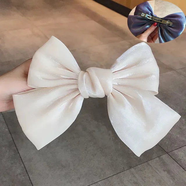 sengpan Oversized Bow Hair Accessories Fashion Satin Ribbon Hairpins Big Bow Hairpins Women Girls Satin Ladies Hairpins Cute