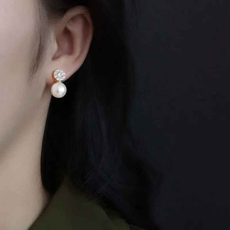 Lianfudai New Fashion Pearl Clip on Earrings Non Pierced Baroque Cubic zirconia Ear Clips for Women Jewelry Wholesale