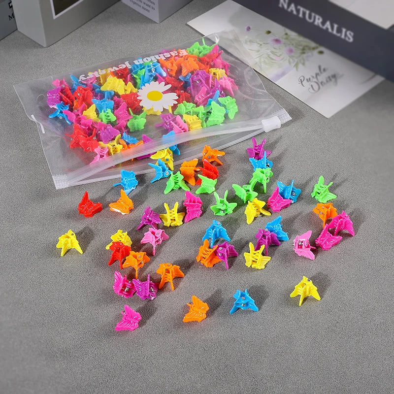 sengpan 50Pcs Small Hair Claw Clip Korean Fashion Mini Hair Clips Butterfly Flower Heart Multi-Shape Girls Clips Kids Hair Accessories