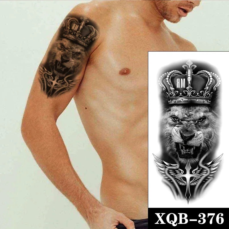 sengpan Waterproof Temporary Tattoo Sticker Black Realistic Tiger Line Totem Design Fake Tattoos Flash Tatoos Arm Body Art for Women Men