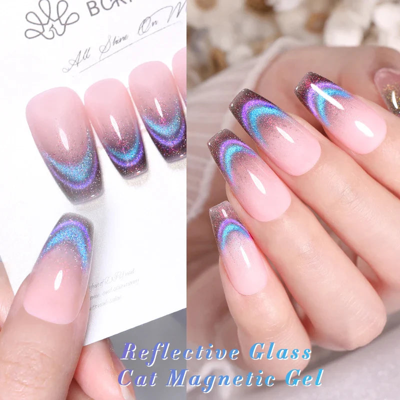 sengpan Super Holos Cat Magnetic Nail Gel Polish for Nails 10ml Soak Off Holographics Laser Gel Polish Auroras Glimmer Nails