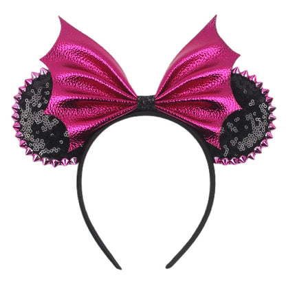 Lianfudai 2024 Nieuwe Disney Mouse Ears Headband  Hoofdband Bat Pompoen Lovertjes Strik Halloween Festival Feest Cosplay Haaraccessoires