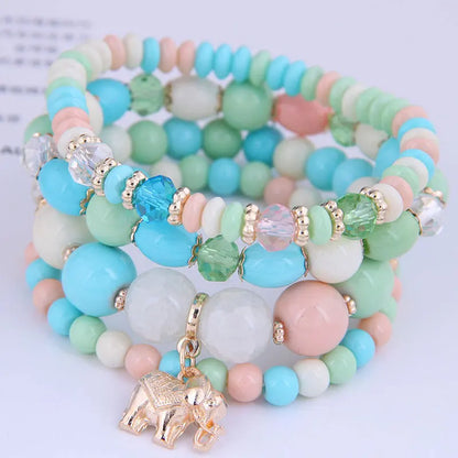 sengpan  Bohemian White Crystal Beads Strand Bracelets For Women Girls Ethnic Tree Of Life Charm Wrap Bracelet Pulseira Feminina