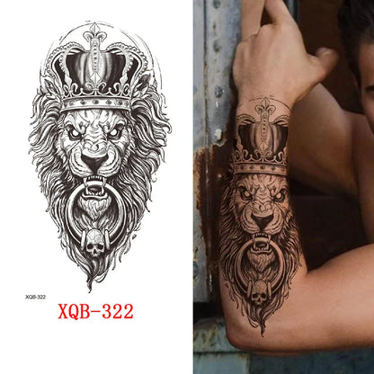 sengpan Black Forest Animal Temporary Tattoos for Men Wolf Tattoo Stickers Tiger Skull Skeleton Fake Tattoo for Women Arm Sleave